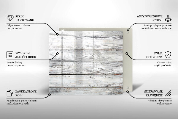 Skärbräda av glas Ljusa träskivor