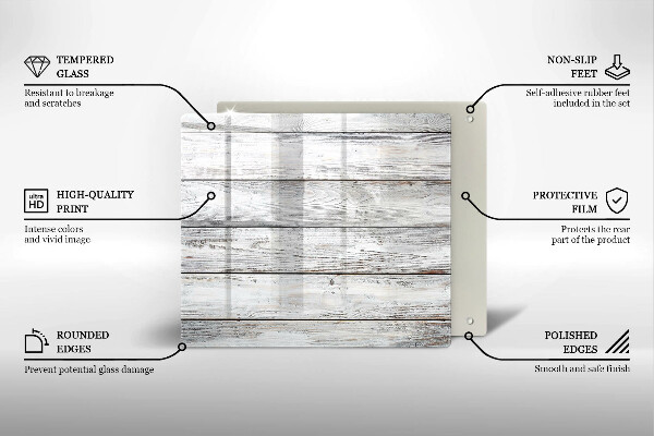 Skärbräda av glas Ljusa träskivor