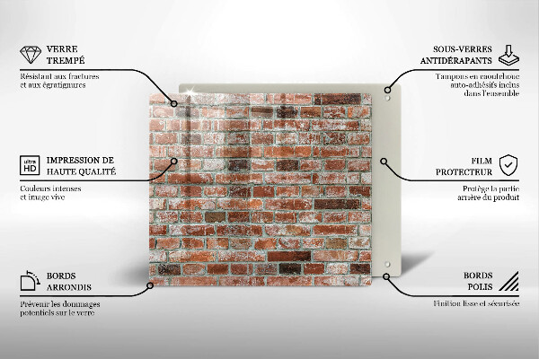 Skärbräda av glas Gammal tegelvägg