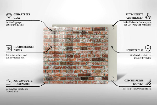 Skärbräda av glas Gammal tegelvägg