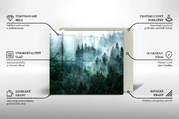 Skärbräda av glas Skog i dimman