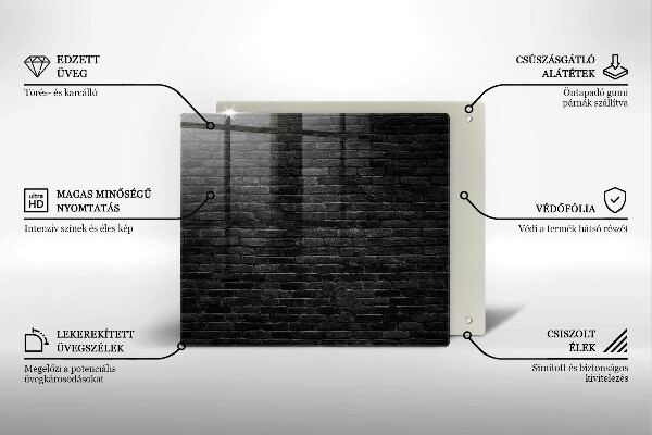 Skärbräda av glas Tegelvägg