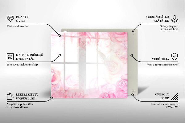 Skärbräda av glas Delikat rosor bakgrund