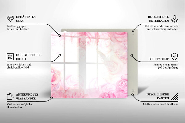 Skärbräda av glas Delikat rosor bakgrund