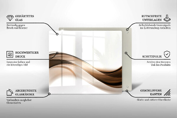 Skärbräda av glas Abstrakta bruna linjer