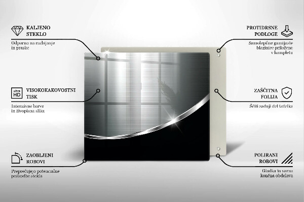 Skärbräda av glas Abstraktion med metall