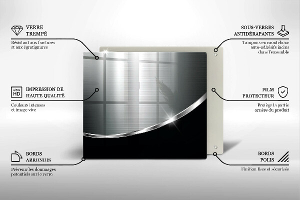 Skärbräda av glas Abstraktion med metall