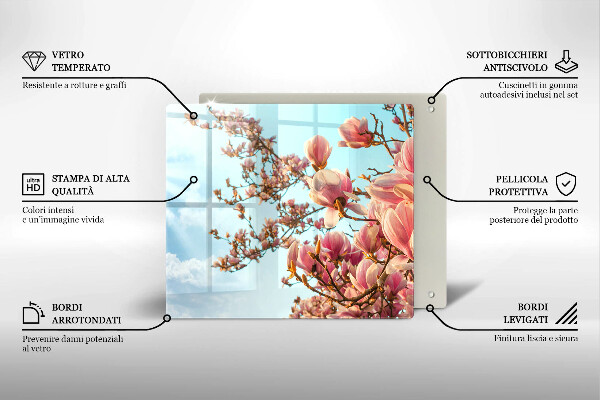 Skärbräda av glas Rosa blommor träd