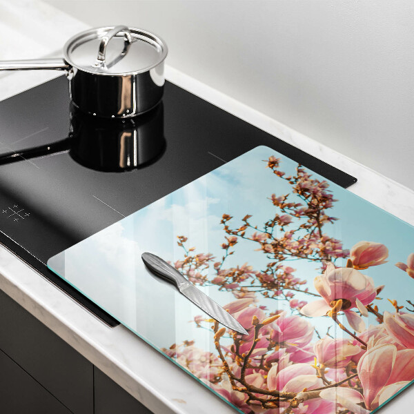 Skärbräda av glas Rosa blommor träd