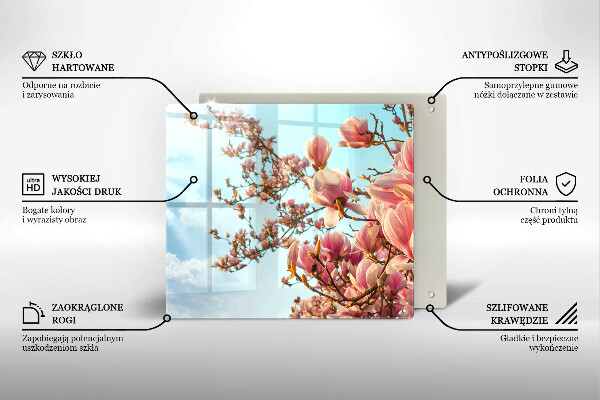 Skärbräda av glas Rosa blommor träd