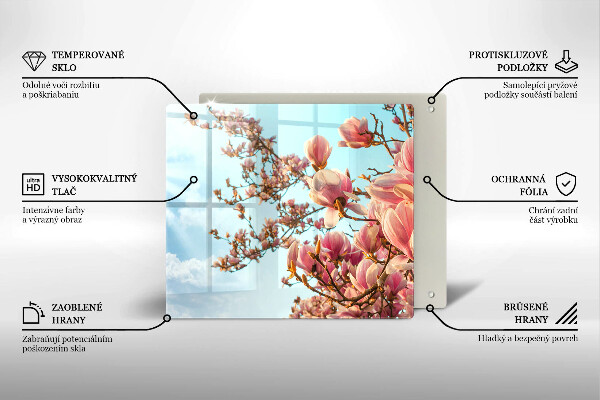 Skärbräda av glas Rosa blommor träd