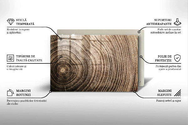 Skärbräda glas modern Träd ringar trä