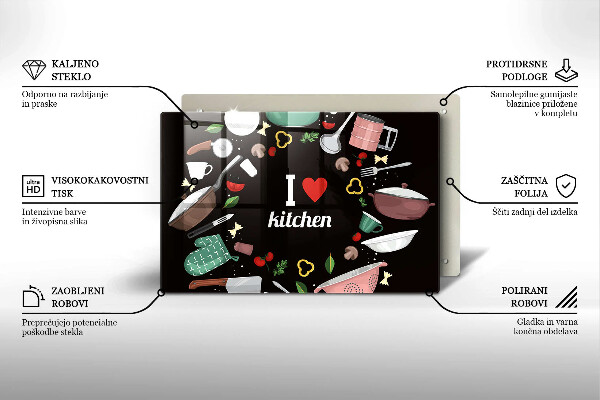 Skärbräda glas modern Jag älskar köksillustration