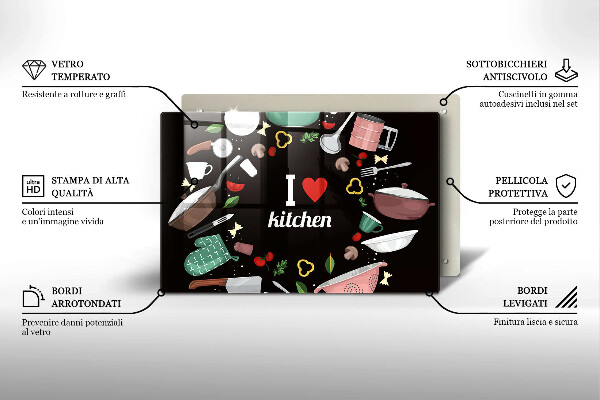 Skärbräda glas modern Jag älskar köksillustration