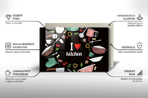 Skärbräda glas modern Jag älskar köksillustration