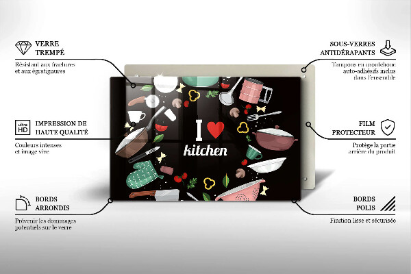 Skärbräda glas modern Jag älskar köksillustration