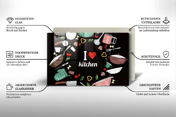Skärbräda glas modern Jag älskar köksillustration
