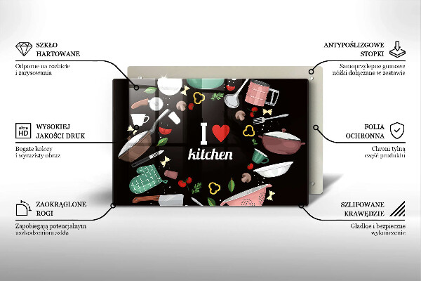 Skärbräda glas modern Jag älskar köksillustration