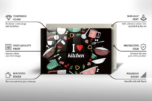 Skärbräda glas modern Jag älskar köksillustration