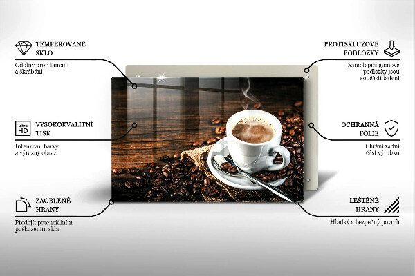 Skärbräda glas modern Kopp och kaffebönor