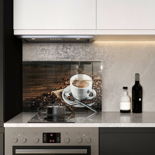 Skärbräda glas modern Kopp och kaffebönor
