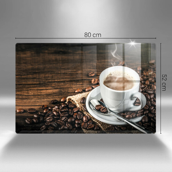 Skärbräda glas modern Kopp och kaffebönor