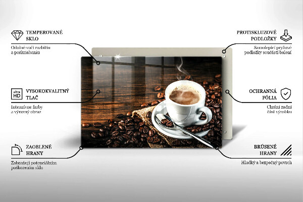 Skärbräda glas modern Kopp och kaffebönor