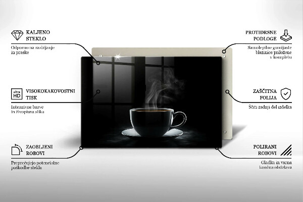 Skärbräda glas modern En varm kopp kaffe