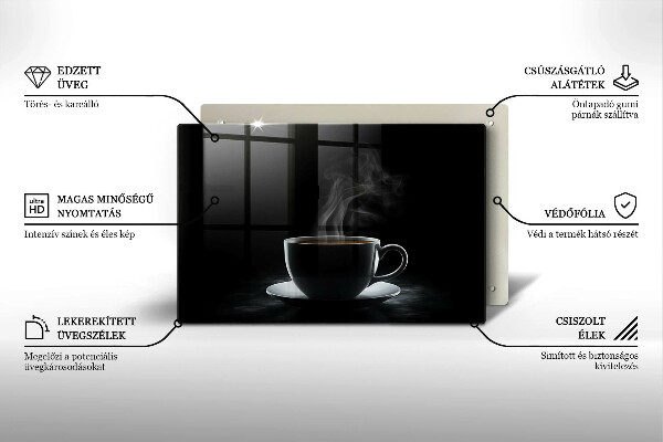 Skärbräda glas modern En varm kopp kaffe