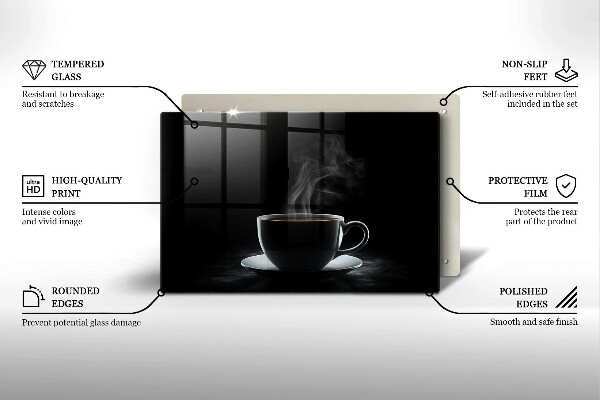 Skärbräda glas modern En varm kopp kaffe