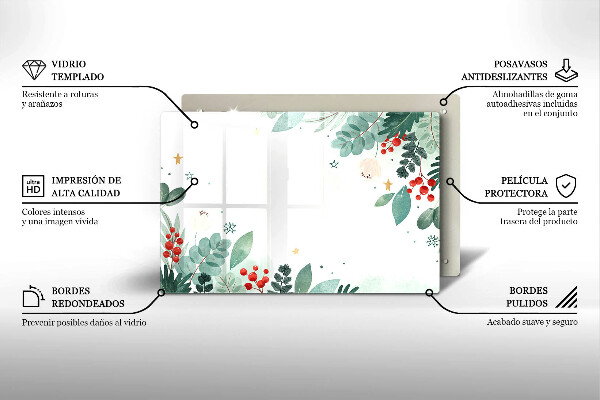 Skärbräda glas modern Akvarell blad