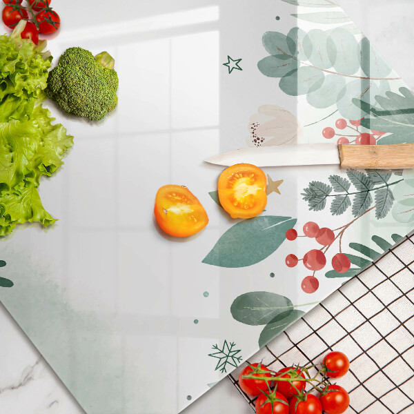 Skärbräda glas modern Akvarell blad