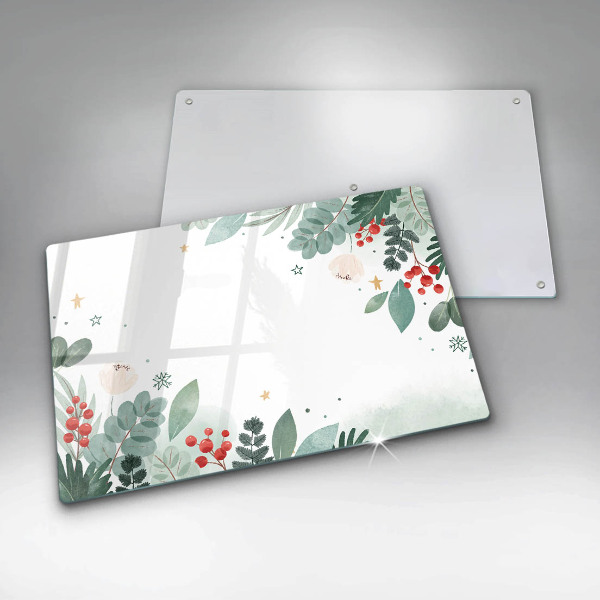 Skärbräda glas modern Akvarell blad