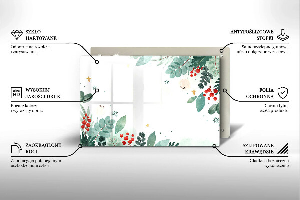 Skärbräda glas modern Akvarell blad
