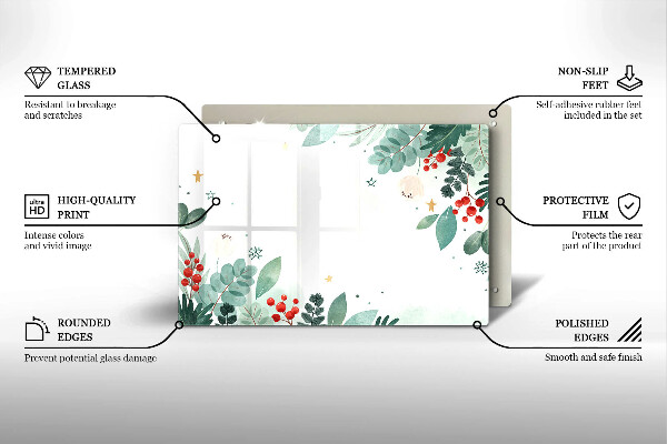 Skärbräda glas modern Akvarell blad