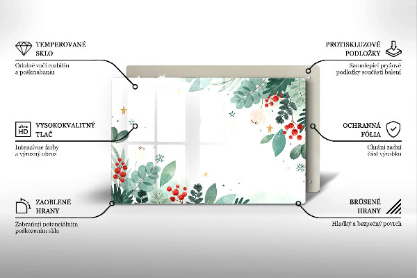 Skärbräda glas modern Akvarell blad