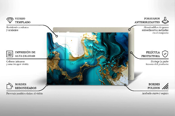 Skärbräda glas modern Turkos abstraktion