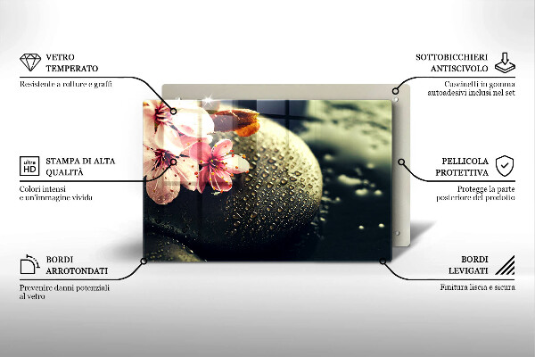 Skärbräda glas modern Blommor zen stenar