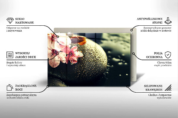 Skärbräda glas modern Blommor zen stenar