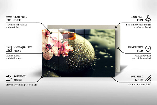 Skärbräda glas modern Blommor zen stenar