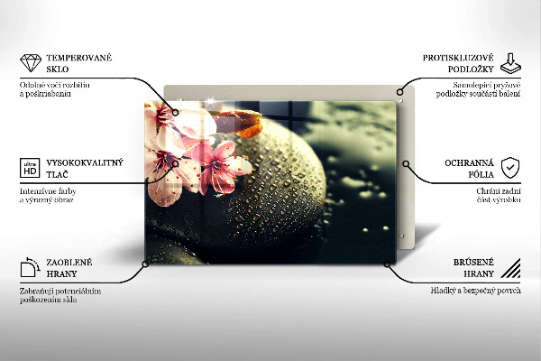 Skärbräda glas modern Blommor zen stenar