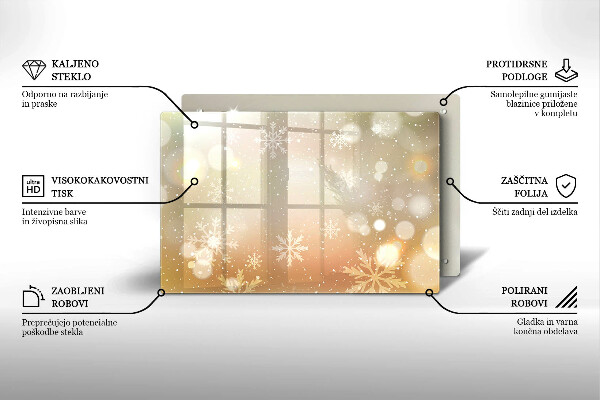 Skärbräda glas modern Snöflingor