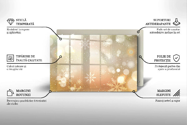 Skärbräda glas modern Snöflingor