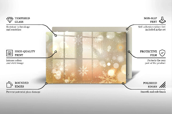 Skärbräda glas modern Snöflingor