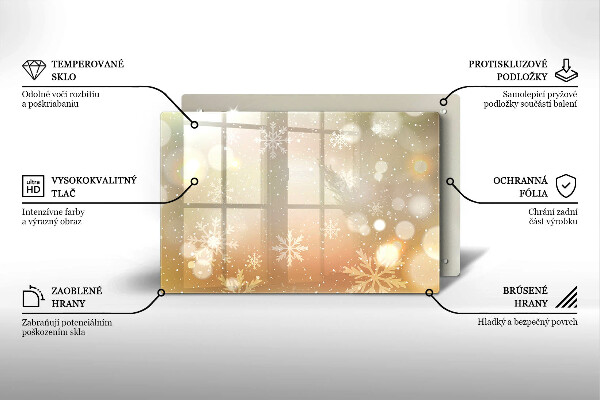 Skärbräda glas modern Snöflingor