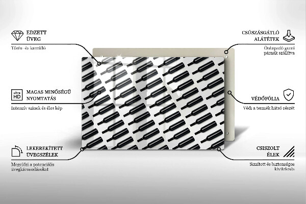 Skärbräda glas modern Svarta vinflaskor