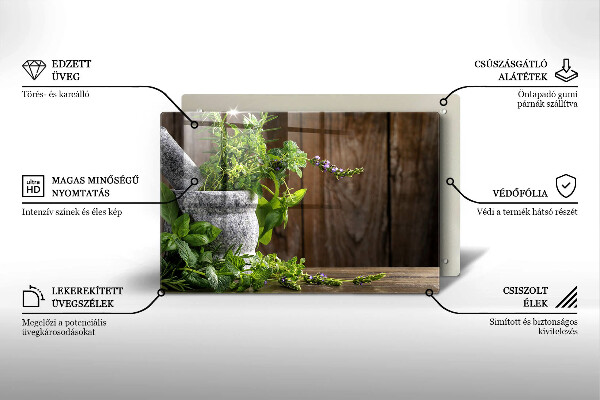 Skärbräda glas modern Gröna örter