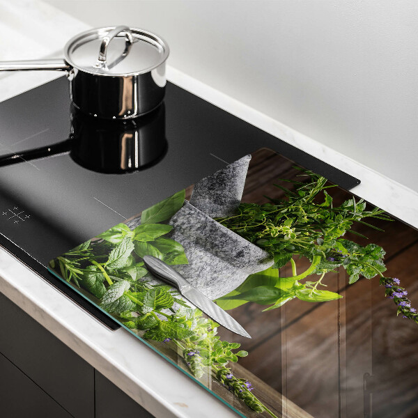 Skärbräda glas modern Gröna örter