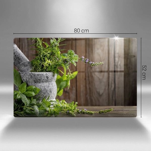 Skärbräda glas modern Gröna örter