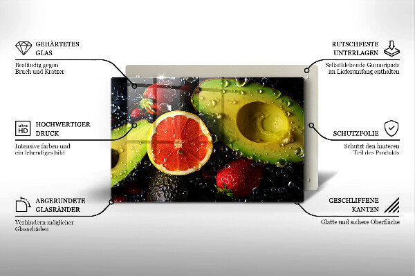 Skärbräda glas modern Frukt och grönsaker